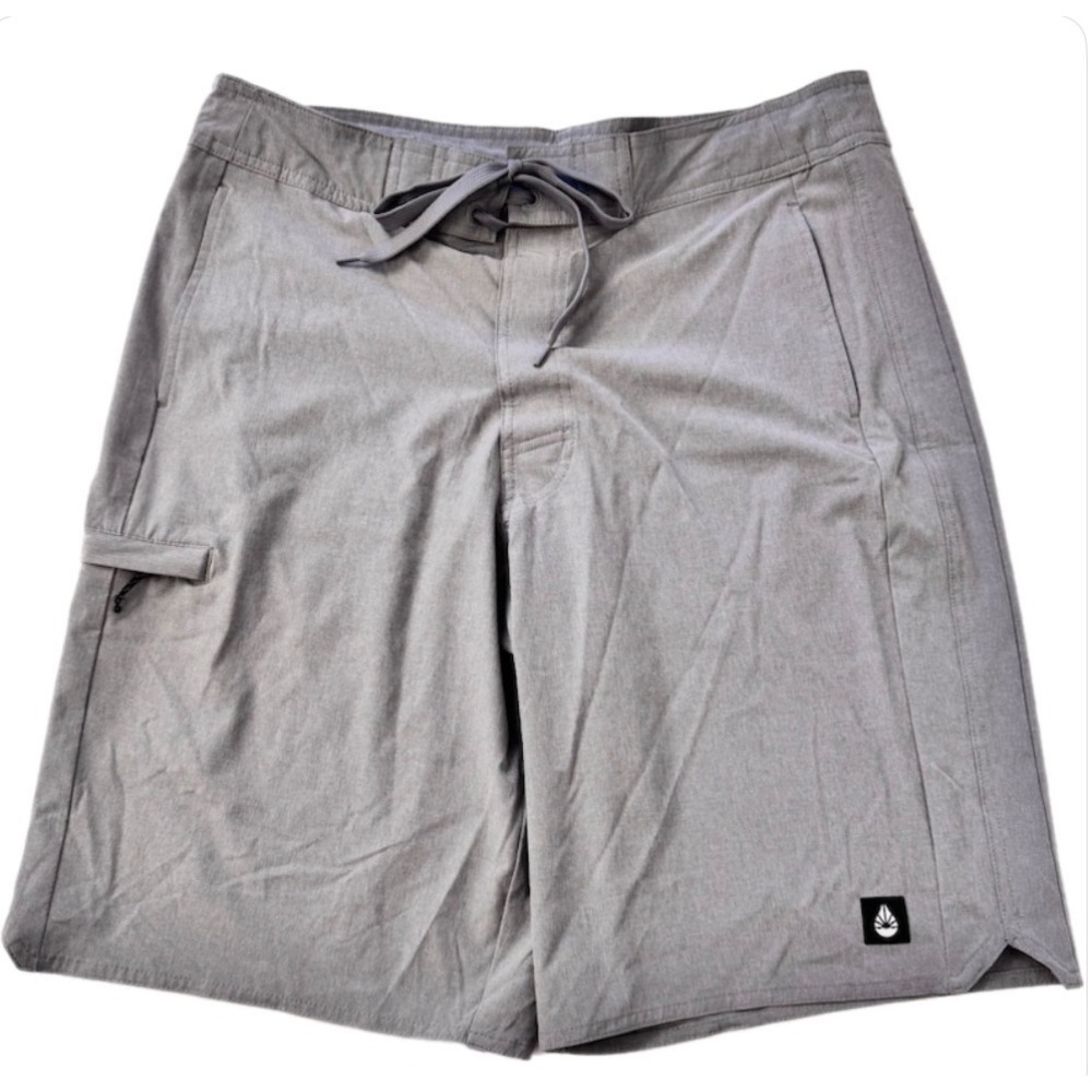 O'Rageous Board‎ Shorts Men M Gray Heather Stretch Quick Dry Swim Trunks